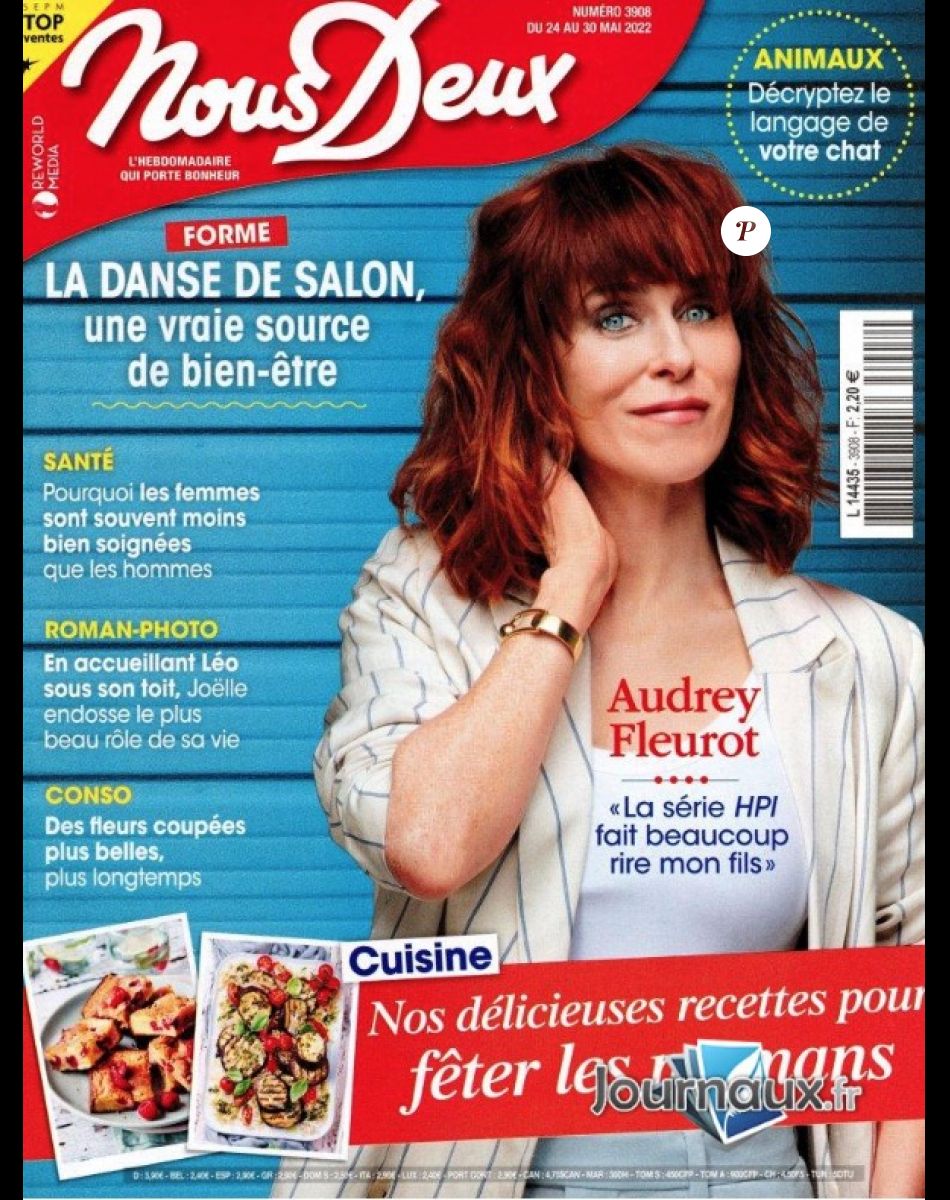 Retrouvez l'interview intégrale d'Audrey Fleurot dans le magazine Nous Deux, n°3908, du 24 mai 2022.