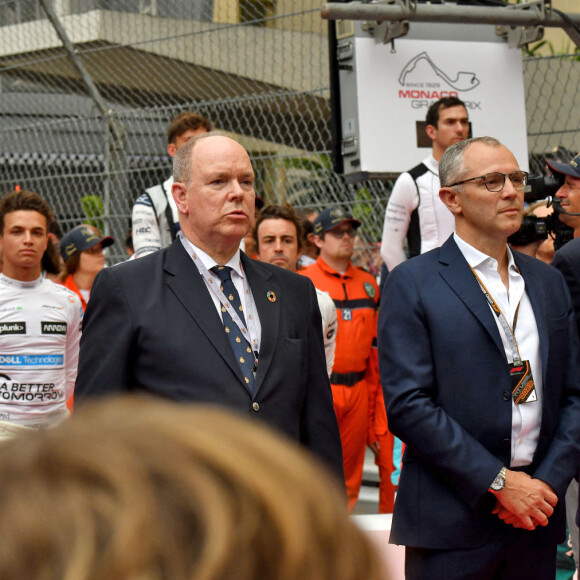 La princesse Charlene de Monaco, le prince Albert de Monaco et Andrea Casiraghi lors du Grand Prix de Monaco 2022 de F1, à Monaco, le 29 mai 2022. © Bruno Bebert/Bestimage