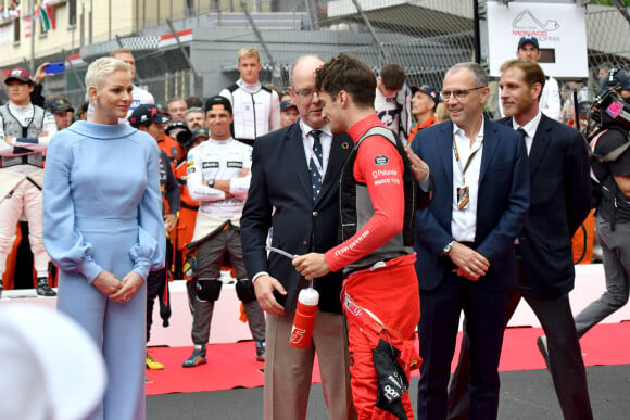 Andrea Casiraghi, la princesse Charlene de Monaco, le prince Albert de Monaco et Charles Leclerc lors du Grand Prix de Monaco 2022 de F1, à Monaco, le 29 mai 2022. © Bruno Bebert/Bestimage