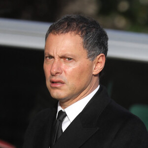 Marc-Olivier Fogiel - Arrivées aux obsèques de Etienne Mougeotte en l'église Saint-François-Xavier à Paris. Le 13 octobre 2021 © Jacovides-Clovis / Bestimage