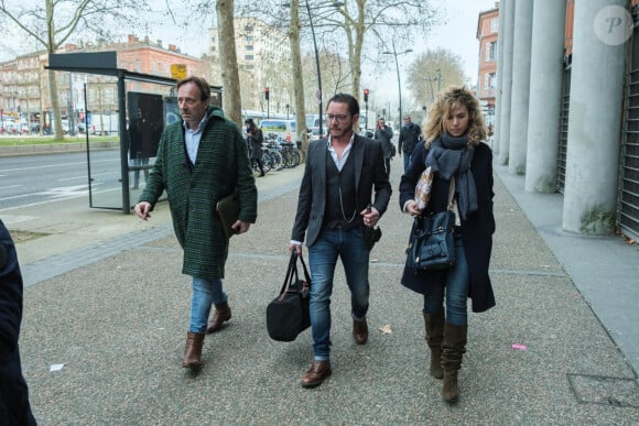 Les avocats de Cédric Jubillar, Alexandre Martin, Jean-Baptiste Alary et Emmanuelle Franck arrivant au tribunal de Toulouse le 11 février 2022.