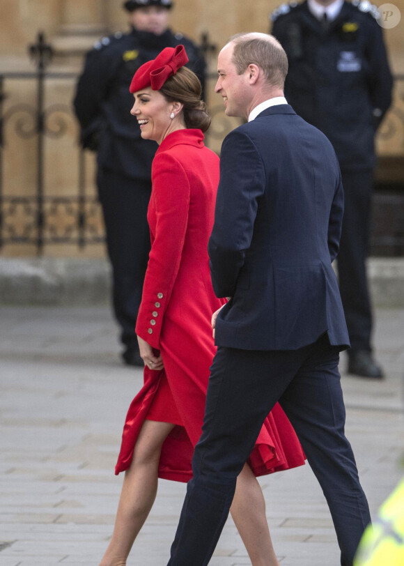 Catherine Kate Middleton, la duchesse de Cambridge et le prince William, duc de Cambridge - Arrivée de la famille royale britannique à la messe en l'honneur de la journée du Commonwealth à l'abbaye de Westminster à Londres, le 11 mars 2019. 