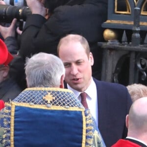 Catherine Kate Middleton, la duchesse de Cambridge et le prince William, duc de Cambridge - La famille royale britannique à la sortie de la messe en l'honneur de la journée du Commonwealth à l'abbaye de Westminster à Londres, le 11 mars