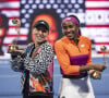 Les Américaines Coco Gauff et Jessica Pegula remportent la victoire (3-6, 7-5, (10-5) lors du double au "Qatar TotalEnergies Open" à Doha, face à la Russe V.Kudermetova et la Belge E.Mertens. Le 25 février 2022.