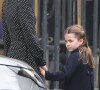 Kate Catherine Middleton, duchesse de Cambridge, et sa fille la princesse Charlotte - Arrivées de la famille royale d'Angleterre au Service d'action de grâce en hommage au prince Philip, duc d'Edimbourg, à l'abbaye de Westminster à Londres. Le 29 mars 2022