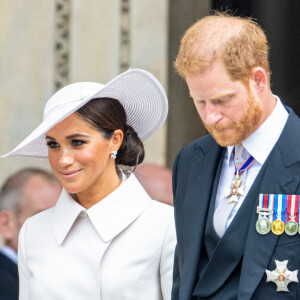 Le prince Harry et Meghan Markle - Sortie de la messe du jubilé, célébrée à la cathédrale Saint-Paul de Londres.