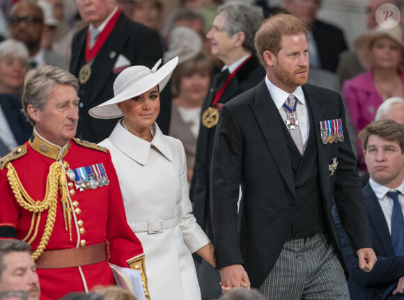 Le prince Harry et Meghan Markle - Messe du jubilé, célébrée à la cathédrale Saint-Paul de Londres, le 3 juin 2022.