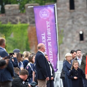 Kate Middleton et la princesse Charlotte - Visite du château de Cardiff à l'occasion du jubilé de platine de la reine d'Angleterre, le 4 juin 2022.