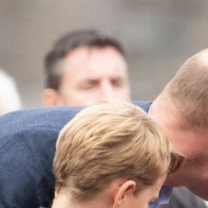 Le prince William, duc de Cambridge, le prince George de Cambridge et la princesse Charlotte de Cambridge - Visite du château de Cardiff à l'occasion du jubilé de platine de la reine d'Angleterre, le 4 juin 2022.