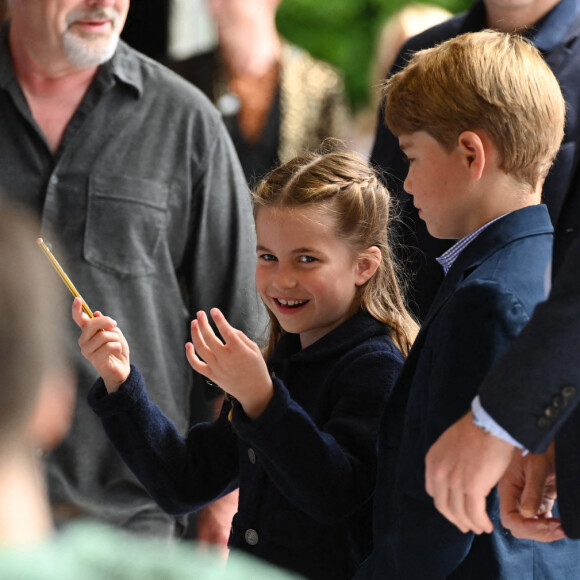 Le prince George de Cambridge et la princesse Charlotte de Cambridge - Visite du château de Cardiff à l'occasion du jubilé de platine de la reine d'Angleterre, le 4 juin 2022.