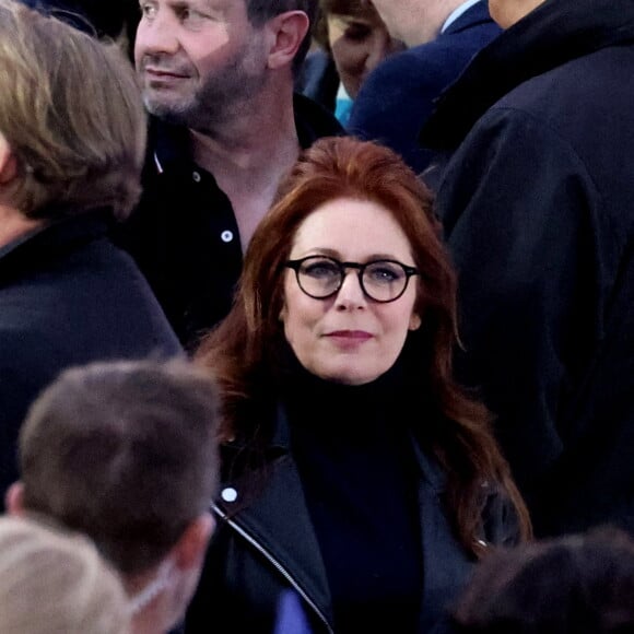 Isabelle Boulay - Le président Emmanuel Macron prononce un discours au Champ de Mars le soir de sa victoire à l'élection présidentielle le 24 avril 2022. © Dominique Jacovides / Bestimage 