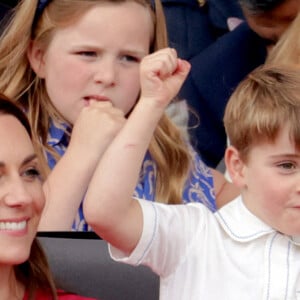 Kate Catherine Middleton, duchesse de Cambridge, le prince Louis - La famille royale d'Angleterre lors de la parade devant le palais de Buckingham, à l'occasion du jubilé de la reine d'Angleterre. Le 5 juin 2022