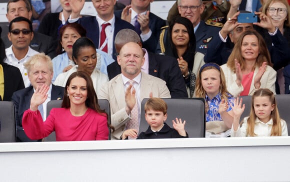 Kate Catherine Middleton, duchesse de Cambridge, le prince Louis - La famille royale d'Angleterre lors de la parade devant le palais de Buckingham, à l'occasion du jubilé de la reine d'Angleterre. Le 5 juin 2022