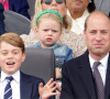 Le prince George, le prince William, duc de Cambridge, Zara Tindall et lena Tindall - La famille royale d'Angleterre lors de la parade devant le palais de Buckingham, à l'occasion du jubilé de la reine d'Angleterre. Le 5 juin 2022