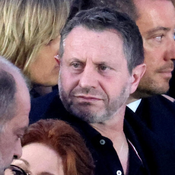Isabelle Boulay et Eric Dupond-Moretti - Le président Emmanuel Macron prononce un discours au Champ de Mars le soir de sa victoire à l'élection présidentielle le 24 avril 2022. © Cyril Moreau / Bestimage 