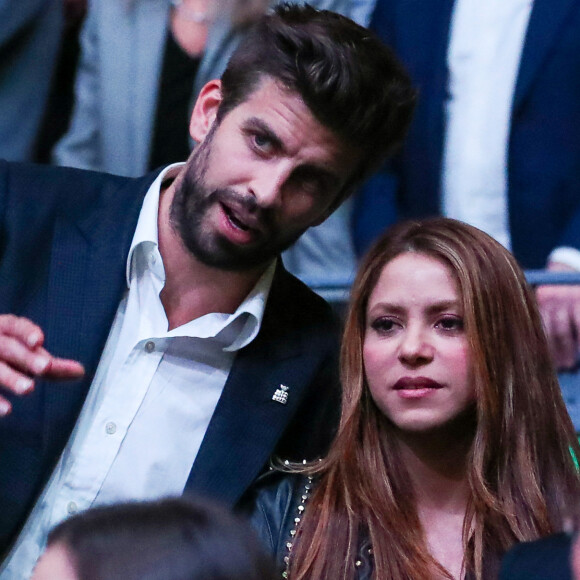 Gerard Piqué et la chanteuse Shakira officialisent leur séparation après douze ans de relation - Shakira et son compagnon Gérard Piqué s'embrassent tendrement dans les tribunes de la finale de la Coupe Davis à Madrid, le 24 novembre 2019.