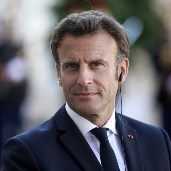 Le président français Emmanuel Macron recoit Petr FIALA, Premier ministre de la République tchèque pour un entretien au palais de l'Elysée, à Paris, le 7 juini 2022.© Stéphane Lemouton/Bestimage