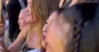 Laeticia Hallyday, Jade et Joy au stade de France pour le concert de DJ Snake le 11 juin 2022.