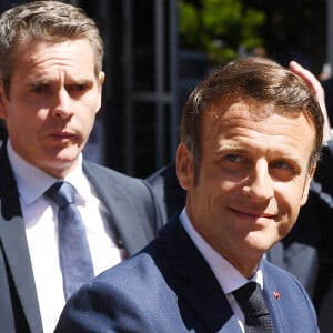 Le président Emmanuel Macron a voté au Touquet pour le premier tour des élections législatives le 12 juin 2022. © Giancarlo Gorassini / Bestimage 