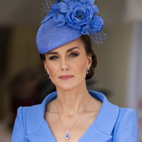 Catherine (Kate) Middleton, duchesse de Cambridge, lors de la cérémonie de l'ordre de la Jarretière à la chapelle Saint-Georges du château de Windsor. Londres, la 13 juin 2022. 