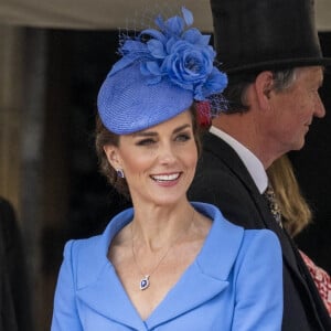 Catherine (Kate) Middleton, duchesse de Cambridge, Sophie Rhys-Jones, comtesse de Wessex, lors de la cérémonie de l'ordre de la Jarretière à la chapelle Saint-Georges du château de Windsor. arretière par la reine et a pu participer à la procession au côté du prince Charles. Londres, le 13 juin 2022. 