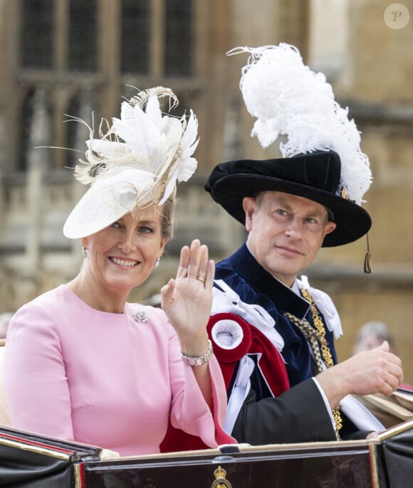 Sophie Rhys-Jones, comtesse de Wessex, le prince Edward, comte de Wessex, lors de la cérémonie de l'ordre de la Jarretière à la chapelle Saint-Georges du château de Windsor. . Londres, le 13 juin 2022. 