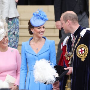 Sophie Rhys-Jones, comtesse de Wessex, le prince William, duc de Cambridge, et Catherine (Kate) Middleton, duchesse de Cambridge,lors du service annuel de l'Ordre de la jarretière à la chapelle Saint-Georges du château de Windsor, Royaume Uni, le 13 juin 2022. 