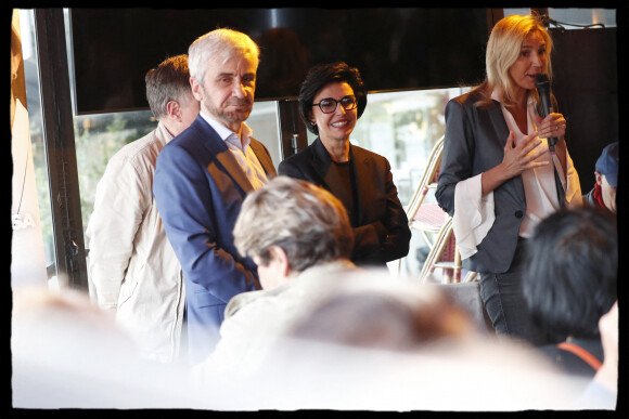 Exclusif - Rachida Dati, Nicolas Jeanneté, Agnès Evren lors d'un Café citoyen organisé par Nicolas Jeanneté au Café Dupont à Paris, France, le 30 mai 2022. © Alain Guizard/Bestimage