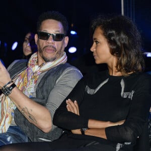 JoeyStarr et Karine Le Marchand au match de boxe "La Conquête" au palais des sports de Paris © Pierre Perusseau / Bestimage 