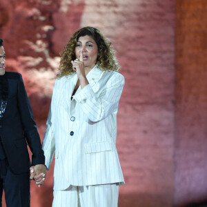 Exclusif - Jamel Debbouze et Nawell Madani lors de la soirée du grand gala du "Marrakech du Rire 2022" pour la 10ème édition au palais El Badiî à Marrakech, Maroc, le 18 juin 2022. © Rachid Bellak/Bestimage 
