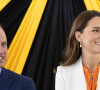 Le prince William, duc de Cambridge, et Catherine (Kate) Middleton, duchesse de Cambridge, rencontrent le Premier ministre de Jamaïque, Andrew Holness et sa femme Juliet à Kingston lors de leur visite officielle dans les Caraïbes pour marquer le jubilé de la reine. Le 23 mars 2022.