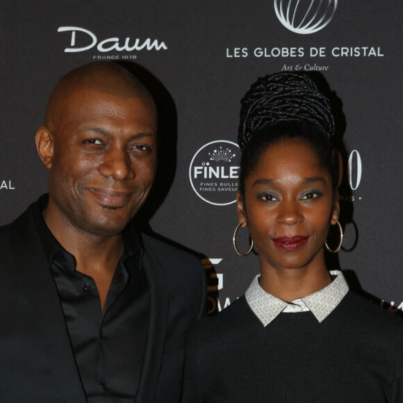 Harry Roselmack et sa femme Chrislaine au photocall de la 11ème cérémonie des Globes de Cristal au Lido à Paris le 30 janvier 2017. © CVS / Bestimage 