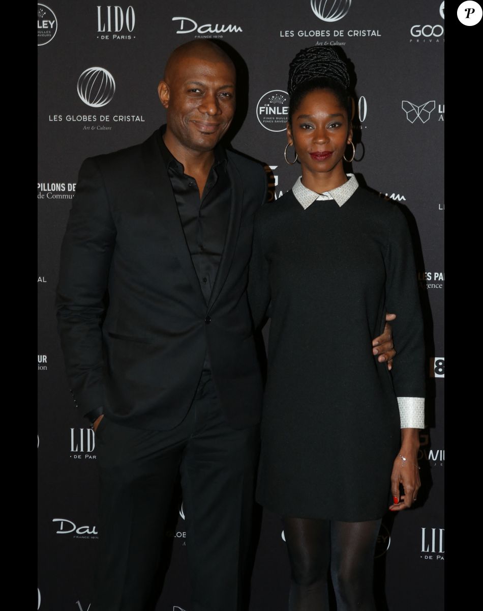 Harry Roselmack et sa femme Chrislaine au photocall de la 11ème cérémonie des Globes de Cristal au Lido à Paris le 30 janvier 2017. © CVS / Bestimage