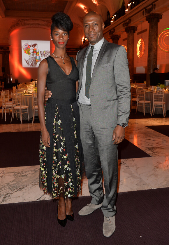 Exclusif - Harry Roselmack et sa femme Chrislaine - Soirée des 15 ans de l'association "Maïsha Africa" de Sonia Rolland au Pavillon Cambon à Paris le 19 septembre 2016. 