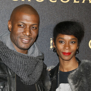 Harry Roselmack et sa femme Chrislaine - Avant-première du film "Chocolat" au Gaumont Champs-Elysées Marignan à Paris, le 1er février 2016. © Christophe Aubert via Bestimage 