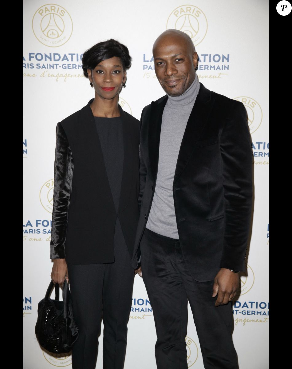 Exclusif - Harry Roselmack et sa femme Chrislaine - Soirée de gala de la Fondation Paris Saint-Germain qui fête ses 15 ans au Pavillon Gabriel à Paris le 27 janvier 2015.