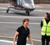 Tom Cruise arrive hélicoptère à l'héliport de Battersea à Londres le 24 juin 2022. 