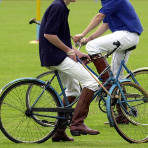 Le prince William, duc de Cambridge, Le prince Harry, duc de Sussex, adolescents le 13/7/2002 .