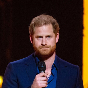 Le prince Harry, duc de Sussex, lors de la cérémonie de clôture des Invictus Games 2020 à La Haye, Pays-Bas, le 22 avril 2022. 