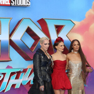 Pom Klementieff, Natalie Portman, Tessa Thompson - Première du film "Thor: Love and Thunder" à Londres, le 5 juillet 2022.