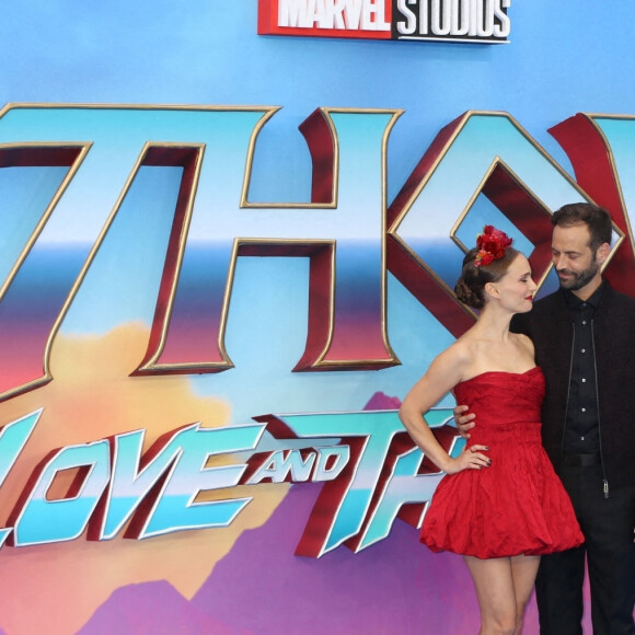 Natalie Portman et son mari Benjamin Millepied - Première du film "Thor: Love and Thunder" à Londres, le 5 juillet 2022.