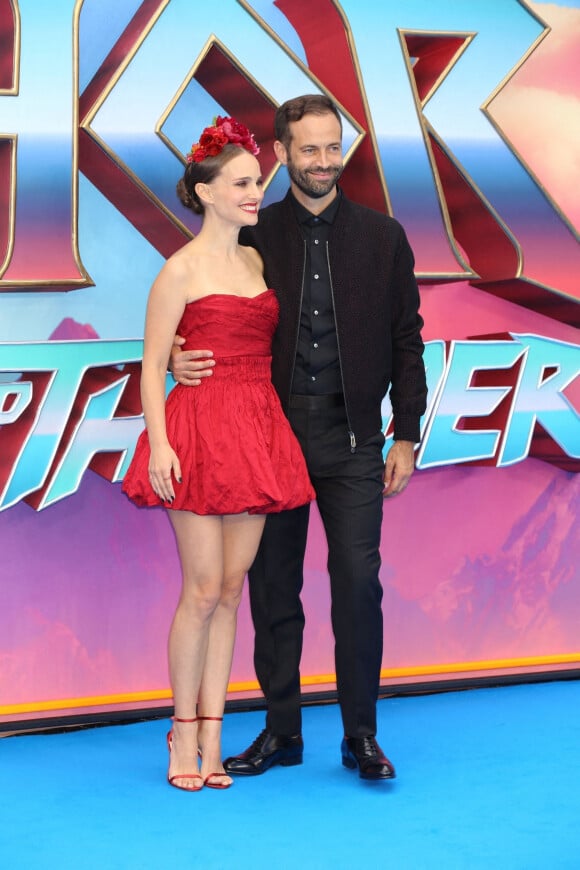 Natalie Portman et son mari Benjamin Millipied à la première du film "Thor: Love and Thunder" à Londres, le 5 juillet 2022. 
