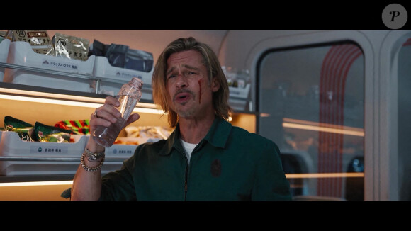 Brad Pitt dans le prochain thriller d'action américain "Bullet Train".  Brad Pitt stars in upcoming American action thriller 'Bullet Train'.