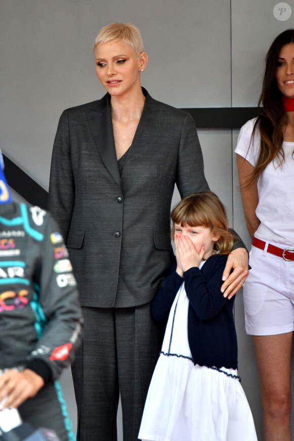 La princesse Charlene de Monaco, sa fille la princesse Gabriella - Remise des prix du championnat du "Monaco ePrix" à Monaco. Le 30 avril 2022 © Bruno Bebert / Bestimage 