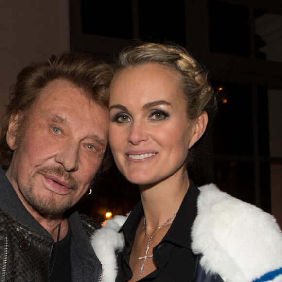 Exclusif - Johnny Hallyday et sa femme Laeticia - Aftershow apres le concert caritatif de Johnny Hallyday pour l'association de sa femme "La Bonne Etoile", qui vient en aide aux enfants du Vietnam, au Trianon a Paris, le 15 decembre 2013. 