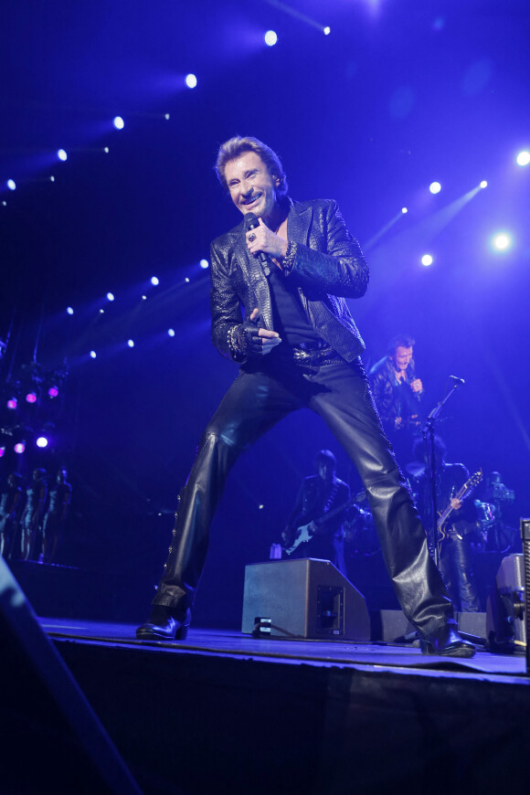 Exclusif - Johnny Hallyday en concert au POPB de Bercy a Paris - Jour 2 de la tournee "Born Rocker Tour". Le 15 juin 2013