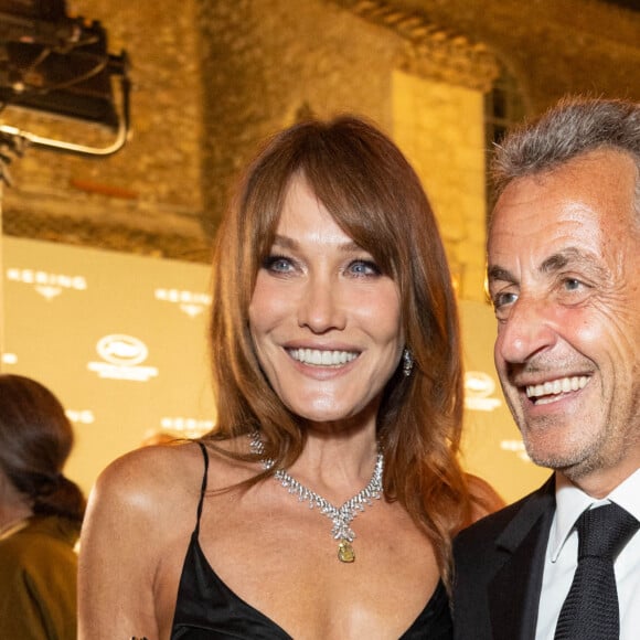 Carla Bruni et son mari Nicolas Sarkozy - Personnalités à la soirée "Women In Motion" par Kering au Château de la Castre lors du 75ème Festival International du Film de Cannes. Le 22 mai 2022 © Olivier Borde / Bestimage 