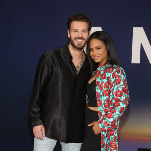 Matt Pokora et sa femme Christina Milian - Photocall lors de la première du film "Ambulance" à Los Angeles le 4 avril 2022. 