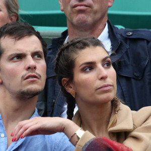 Laury Thilleman et son compagnon Juan Arbelaez - People dans les tribunes lors du Tournoi de Roland-Garros (les Internationaux de France de tennis) à Paris, le 29 mai 2016. © Dominique Jacovides/Bestimage 