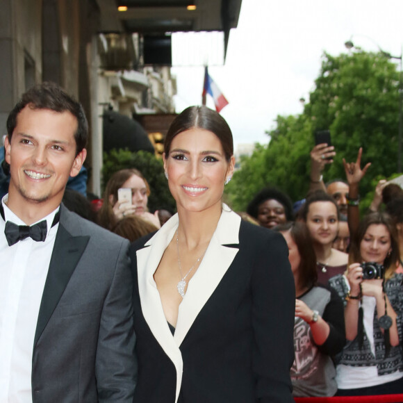 Laury Thilleman et son compagnon Juan Arbelaez - Arrivées des célébrités à la 7ème Édition du Global Gift Gala au Four Seasons Hotel George V à Paris le 9 mai 2016 © Denis Guignebourg / Bestimage 